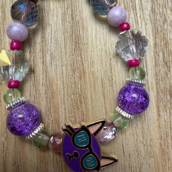 Purple and Gold Cat Charm Bracelet - Picture 1 of 7